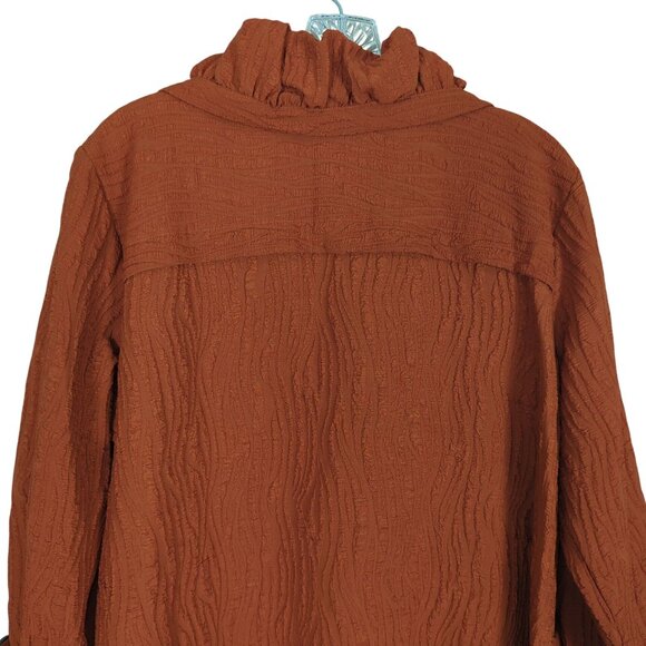 Ali Miles 3/4" sleeve burnt orange button front pockets Tunic Textured Jacket Lg - Picture 6 of 16